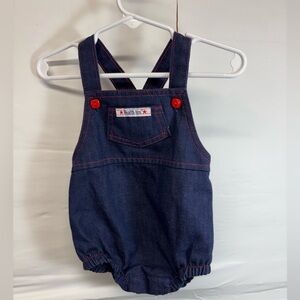 Vintage Health-Tex Denim Overalls Romper Size 9 Months Made In USA